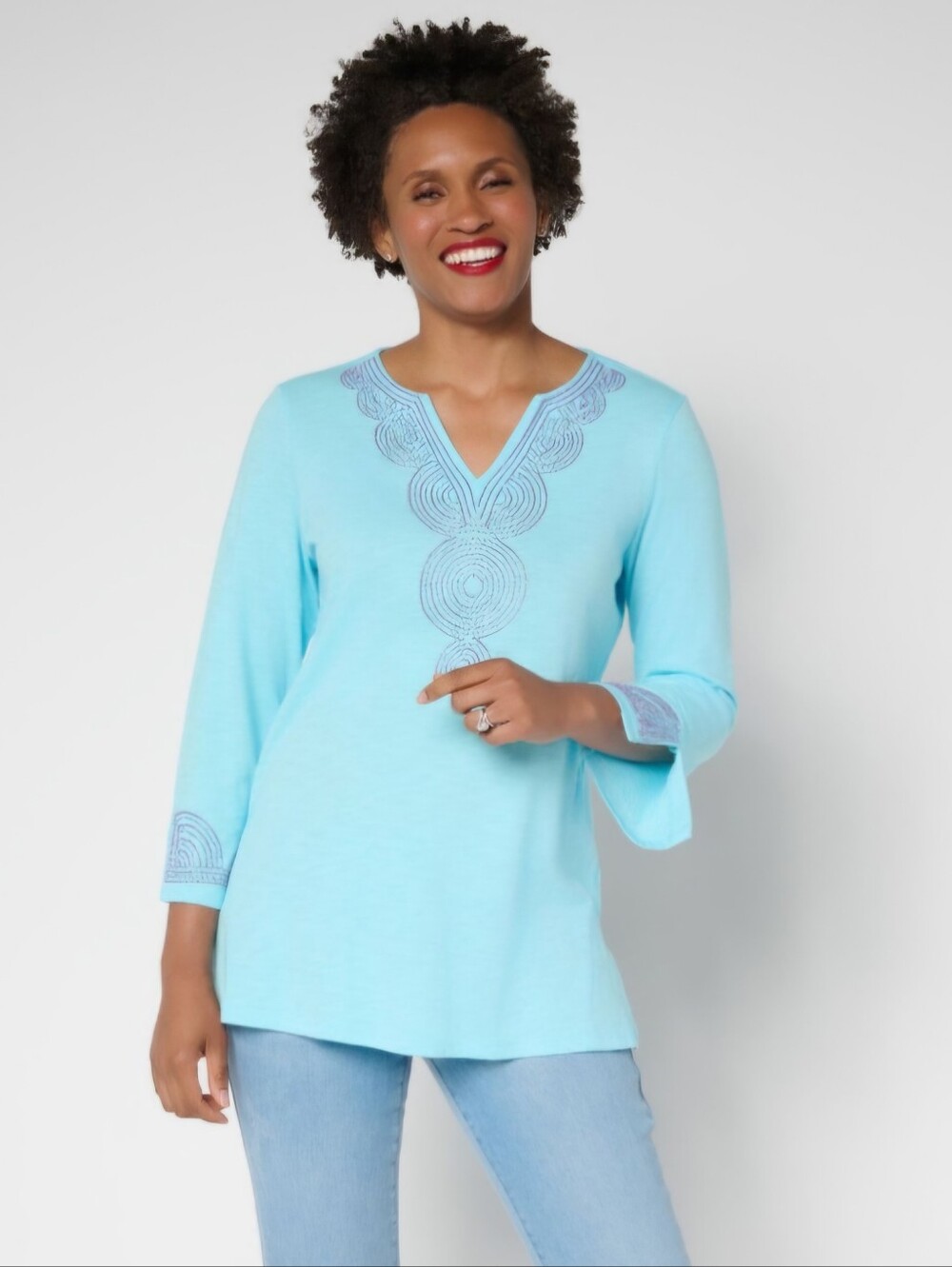 Bellisima By Kim Gravel Tunic Slub W/beading - Picture 3 of 7